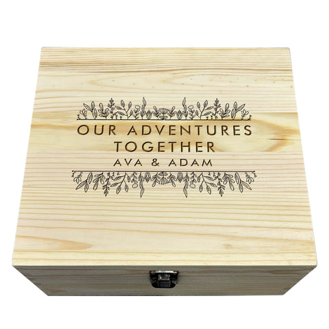 Personalised Couple Memory Box Keepsake by KreateSquare - Ideal for Valentines, Anniversary or Wedding Gifts Our Adventures Together Design