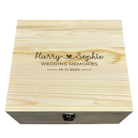 Personalised Wedding Memorial Wooden Keepsake Box by KreateSquare – Memory Box for Marriage Anniversary Heart Design