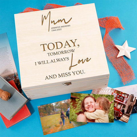 Personalised Mum Memorial Wooden Keepsake Box by KreateSquare – Memory Box for Bereavement, Remembrance Generic Design