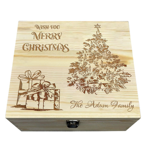 Personalised Wooden Box By KreateSquare Christmas Eve Memory Box Merry Christmas Gifts & Xmas Tree