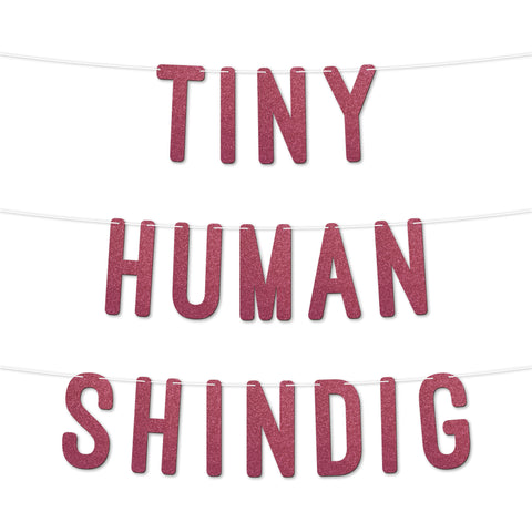 Baby Shower Decorations Tiny Human Shindig Glitter Banner By KreateSquare Modern Gender Reveal Party Supplies 7 Inch