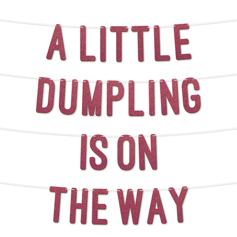 A Little Dumpling is on the Way Glitter Baby Shower Banner By KreateSquare Gender Reveal Party Garland Decoration for Boys or Girls Baby Shower Celebration 7 Inch