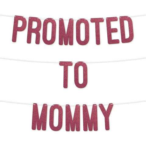 Promoted to Mommy Glitter Baby Shower Banner By KreateSquare 7 Inches Each Word 900 GSM Gender Reveal Party Garland Decoration