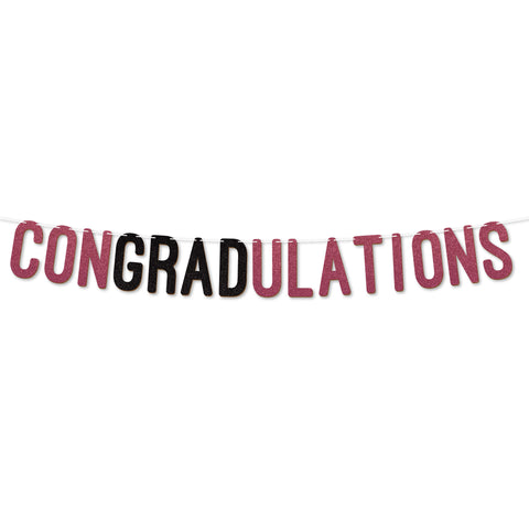 Congratulations Graduation Banner By KreateSquare 900 GSM Glitter Banner for University & College Grad Parties Graduation Celebration Decoration