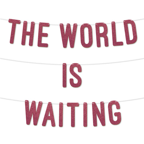 The World is Waiting Graduation Banner By KreateSquare 900 GSM Glitter Banner for University & College Grad Parties Graduation Celebration Decoration