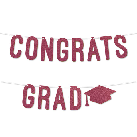 Congrats Grad Graduation Banner By KreateSquare 900 GSM Glitter Banner for University & College Grad Parties Graduation Celebration Decoration