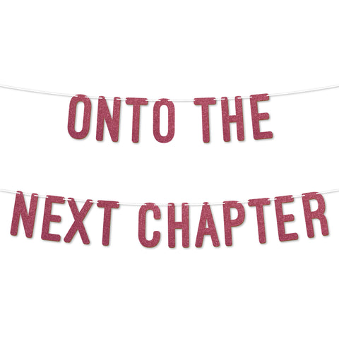 On to the Next Chapter Graduation Banner By KreateSquare 900 GSM Glitter Banner for University & College Grad Parties Graduation Celebration Decoration