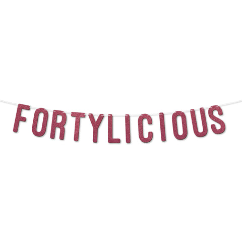 Fortylicious Glitter Banner By KreateSquare Happy 40th Birthday & Anniversary Décor Sparkling Milestone Party Decorations