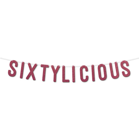 Sixtylicious Glitter Banner By KreateSquare Happy 60th Birthday & Anniversary Décor Sparkling Milestone Party Decorations