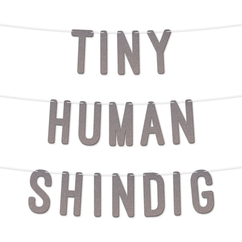 Baby Shower Decorations Tiny Human Shindig Glitter Banner By KreateSquare Modern Gender Reveal Party Supplies 7 Inch