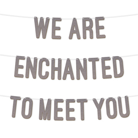 Glitter Baby Shower Banner By KreateSquare We are Enchanted to Meet you Design Gender Reveal Party Garland Decoration for Boys or Girls Baby Shower Celebration 7 Inch