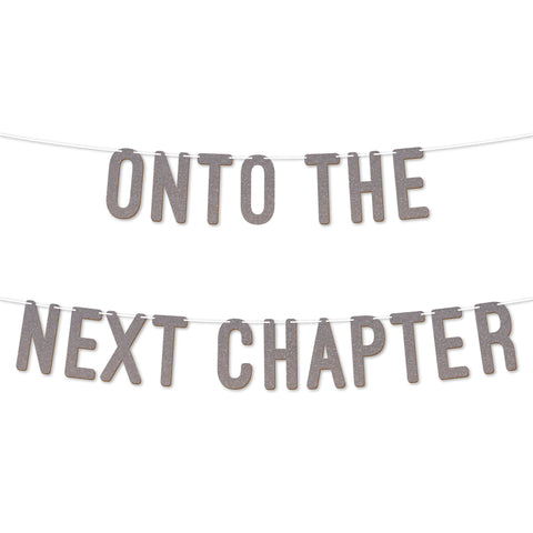 On to the Next Chapter Graduation Banner By KreateSquare 900 GSM Glitter Banner for University & College Grad Parties Graduation Celebration Decoration