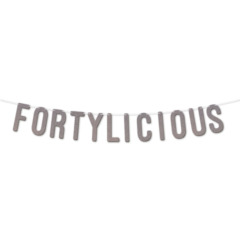 Fortylicious Glitter Banner By KreateSquare Happy 40th Birthday & Anniversary Décor Sparkling Milestone Party Decorations