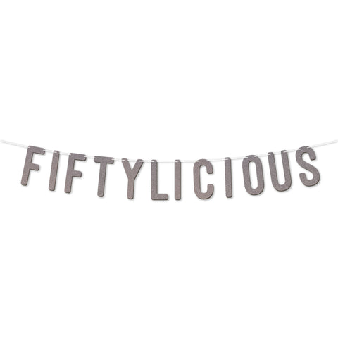 Fiftylicious Glitter Banner By KreateSquare Happy 50th Birthday & Anniversary Décor Sparkling Milestone Party Decorations