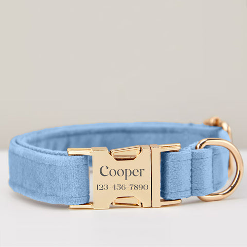 Personalised Dog Collar with Name Plate By KreateSquare Custom Engraved Dog Collar Adjustable for Puppy Small Medium Large Dogs Sky Blue Color