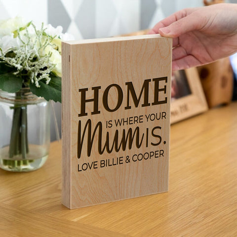 Personalised Wooden Frame Block By KreateSquare Oak Wood Finish Engrave Ideal for Mother's Day Birthday Gift