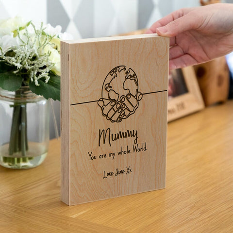 Custom Wooden Frame Block By KreateSquare Oak Wood Finish Engrave for Grandma  Mother's Day Birthday Gift Decoration