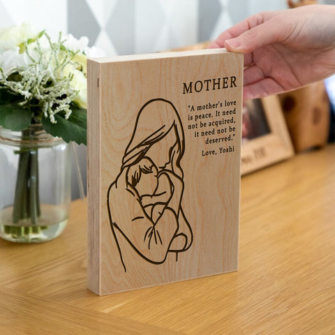 Personalised Wooden Frame Block By KreateSquare Oak Wood Finish Engrave for Best Mum Ideal Mother's Day Birthday Gift