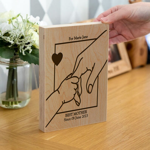 Personalised Wooden Frame Block By KreateSquare Oak Wood Finish Engrave Ideal Mother's Day Birthday Gift Celebration