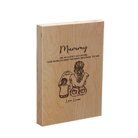 Personalised Wooden Frame Block for Mum By KreateSquare Oak Wood Finish Engrave for Grandma Mother's Day Birthday Gift