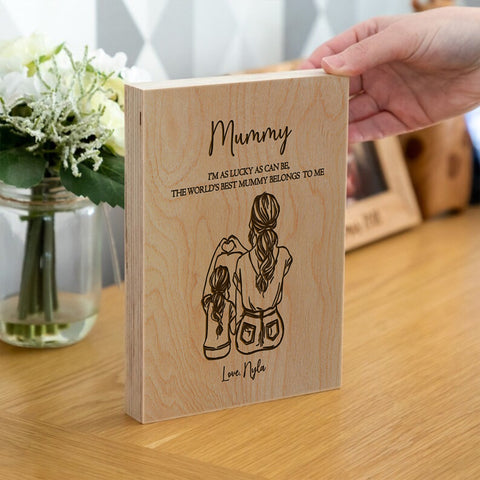 Personalised Wooden Frame Block for  Grandma By KreateSquare Oak Wood Finish Engrave Ideal for Mother's Day Birthday Gift