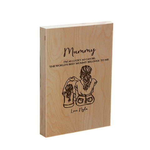 Personalised Wooden Frame Block for  Grandma By KreateSquare Oak Wood Finish Engrave Ideal for Mother's Day Birthday Gift